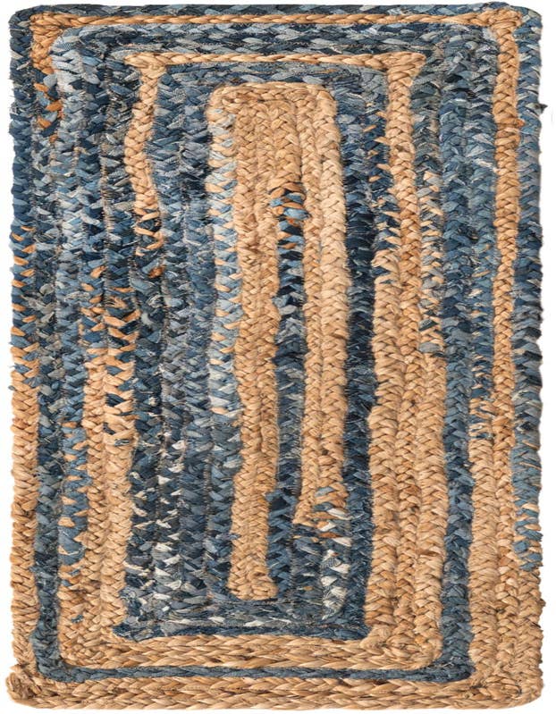 Detail image of 1' 2 x 4' 1  Hand Braided Chindi Table Runner Rug