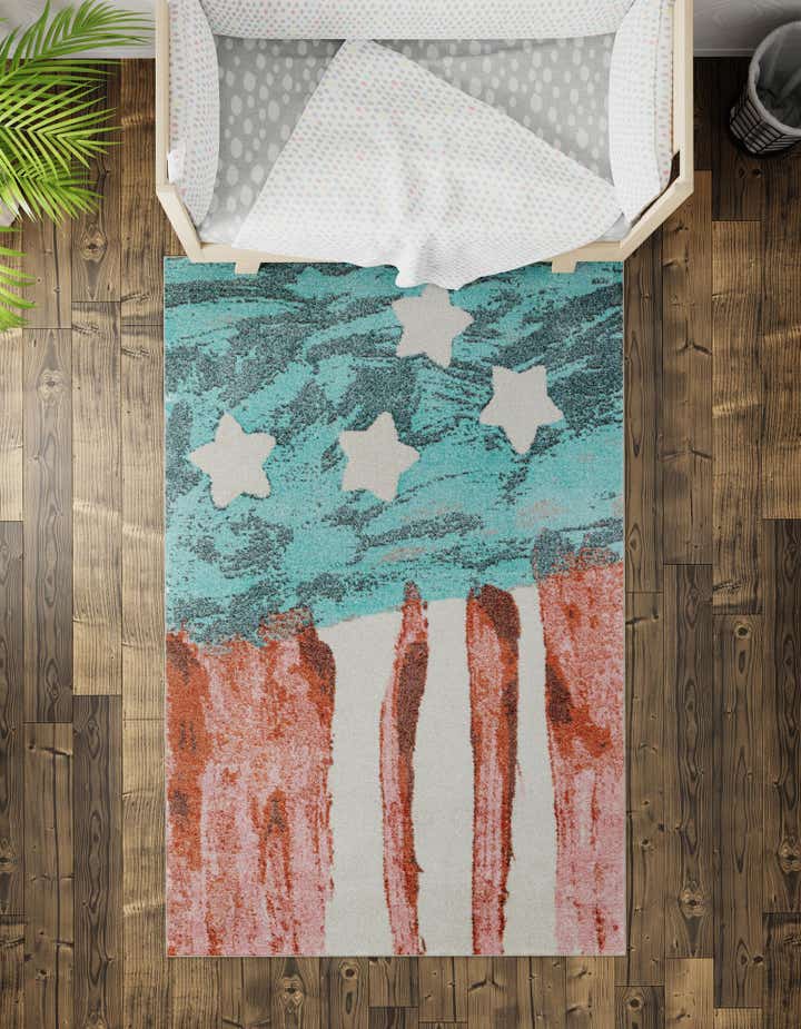 7' 10 x 10' American Flag Whimsy Kids Rug
