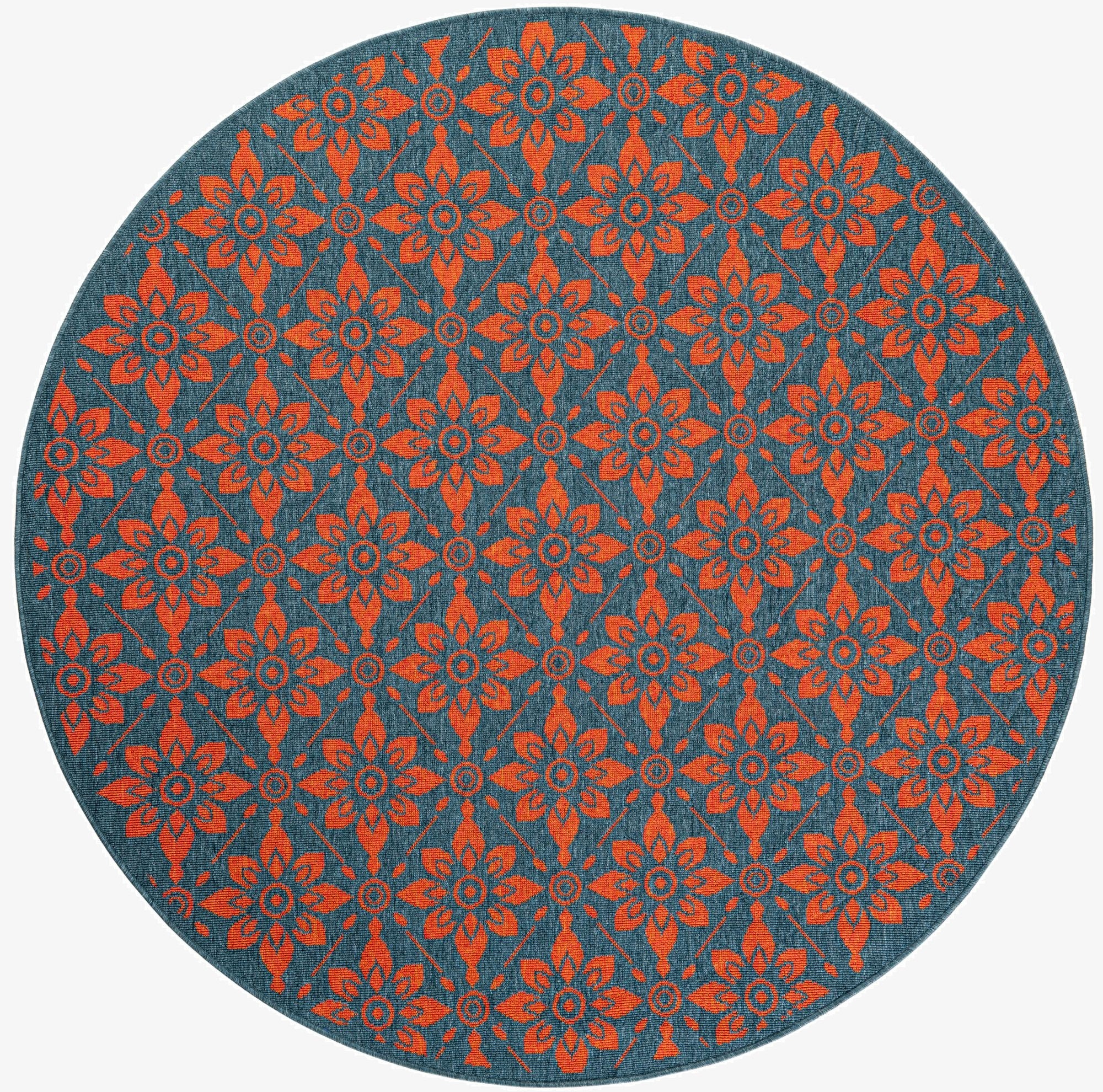 6' x 6' Washable Lattice Indoor / Outdoor Round Rug