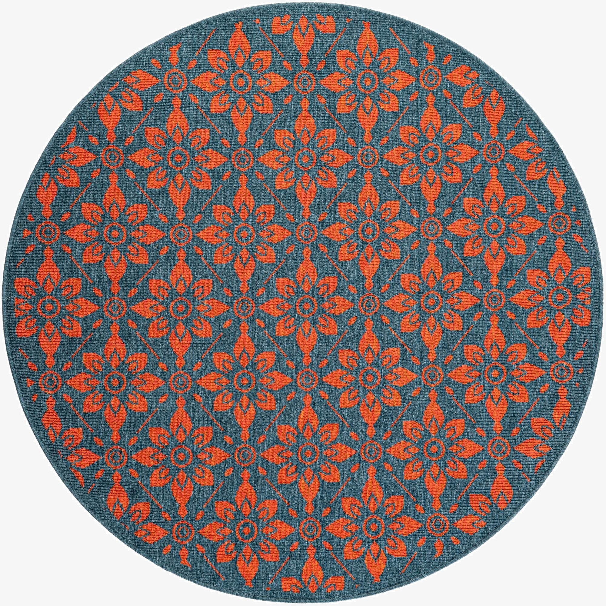 5' x 5'  Washable Trellis Indoor / Outdoor Round Rug