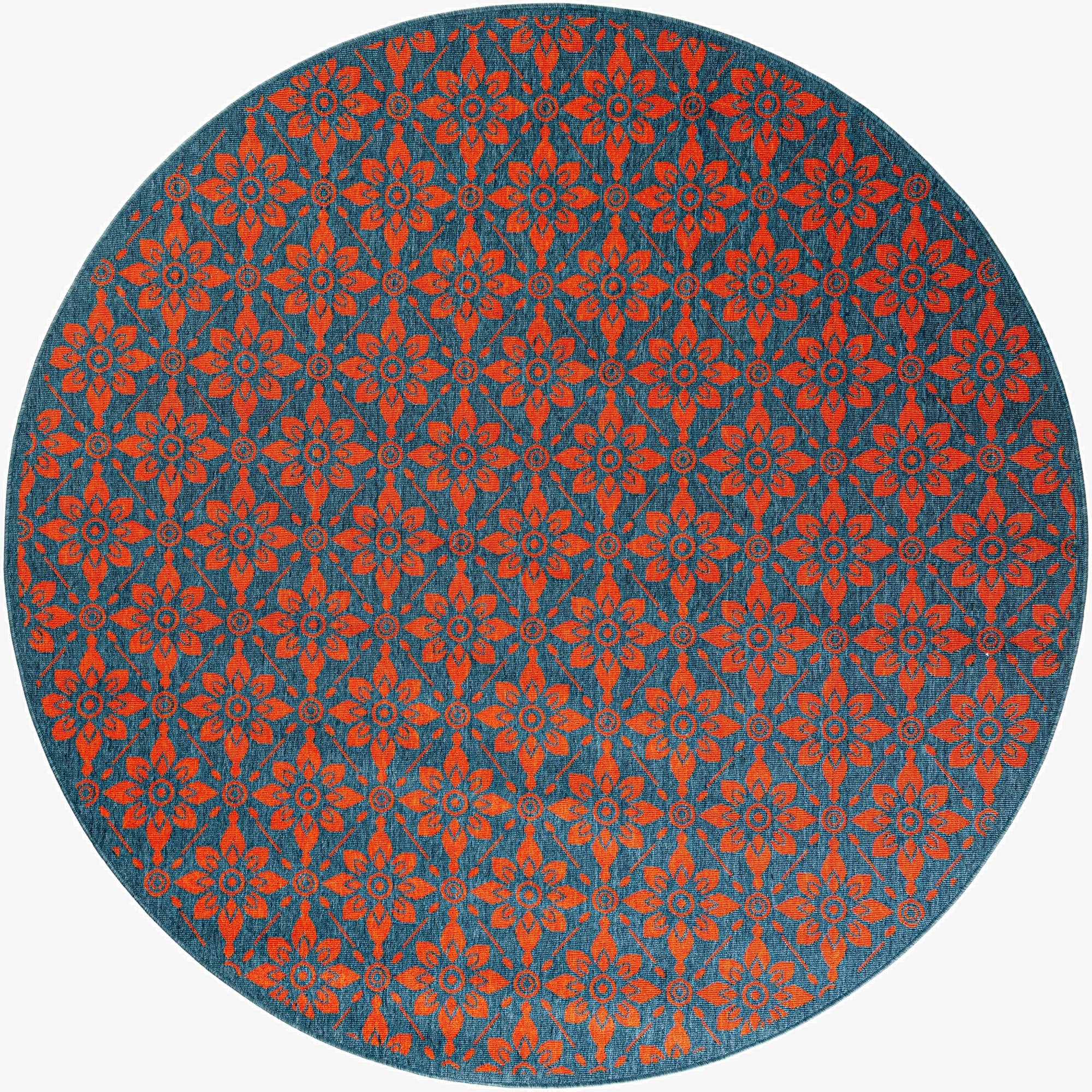 7' 10 x 7' 10  Washable Trellis Indoor / Outdoor Round Rug