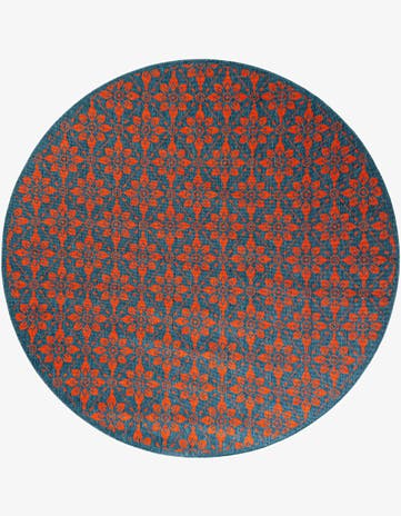 7' 10 x 7' 10 Easy-Clean Trellis Indoor / Outdoor Round Rug
