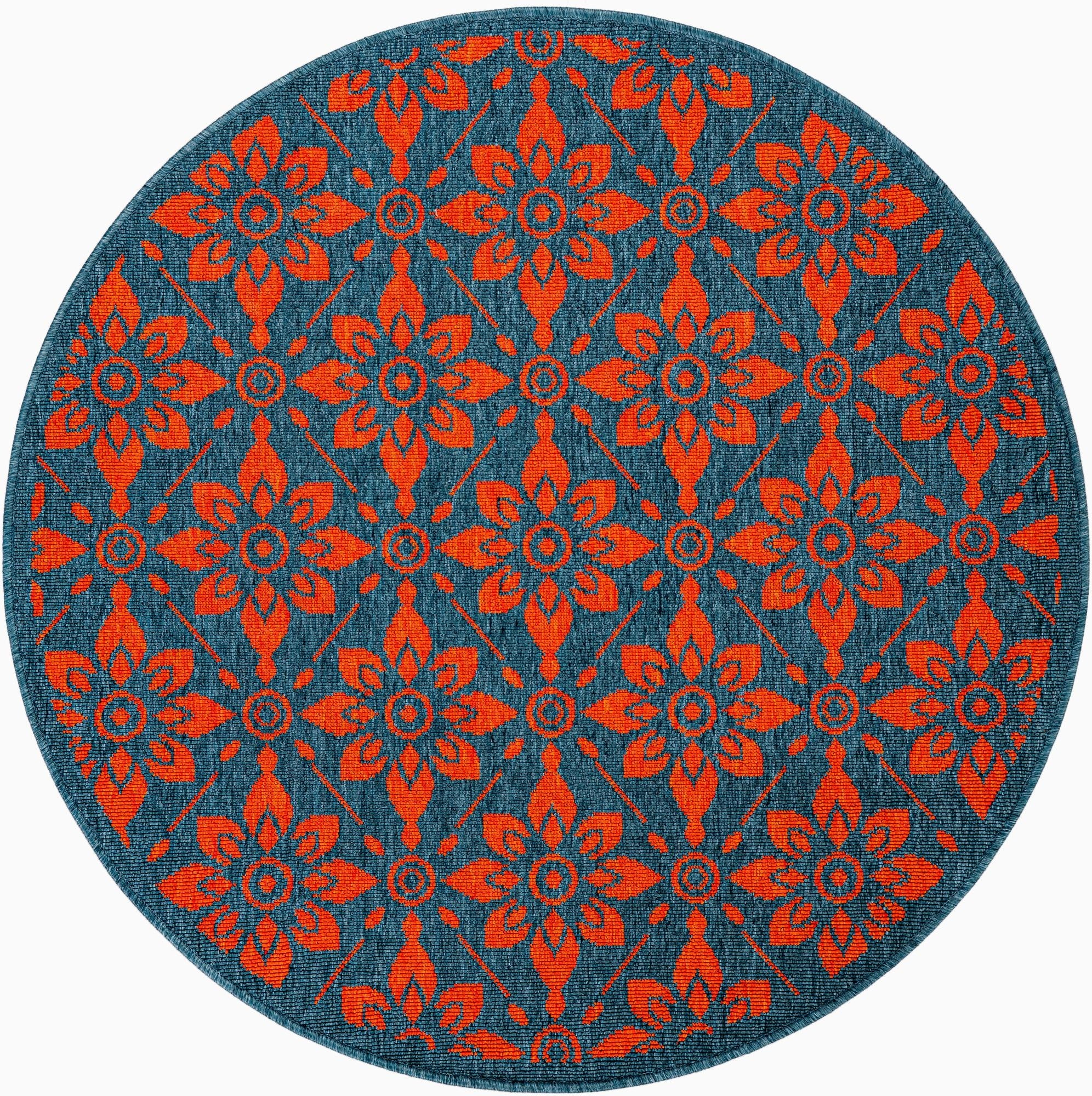 4' x 4'  Washable Trellis Indoor / Outdoor Round Rug