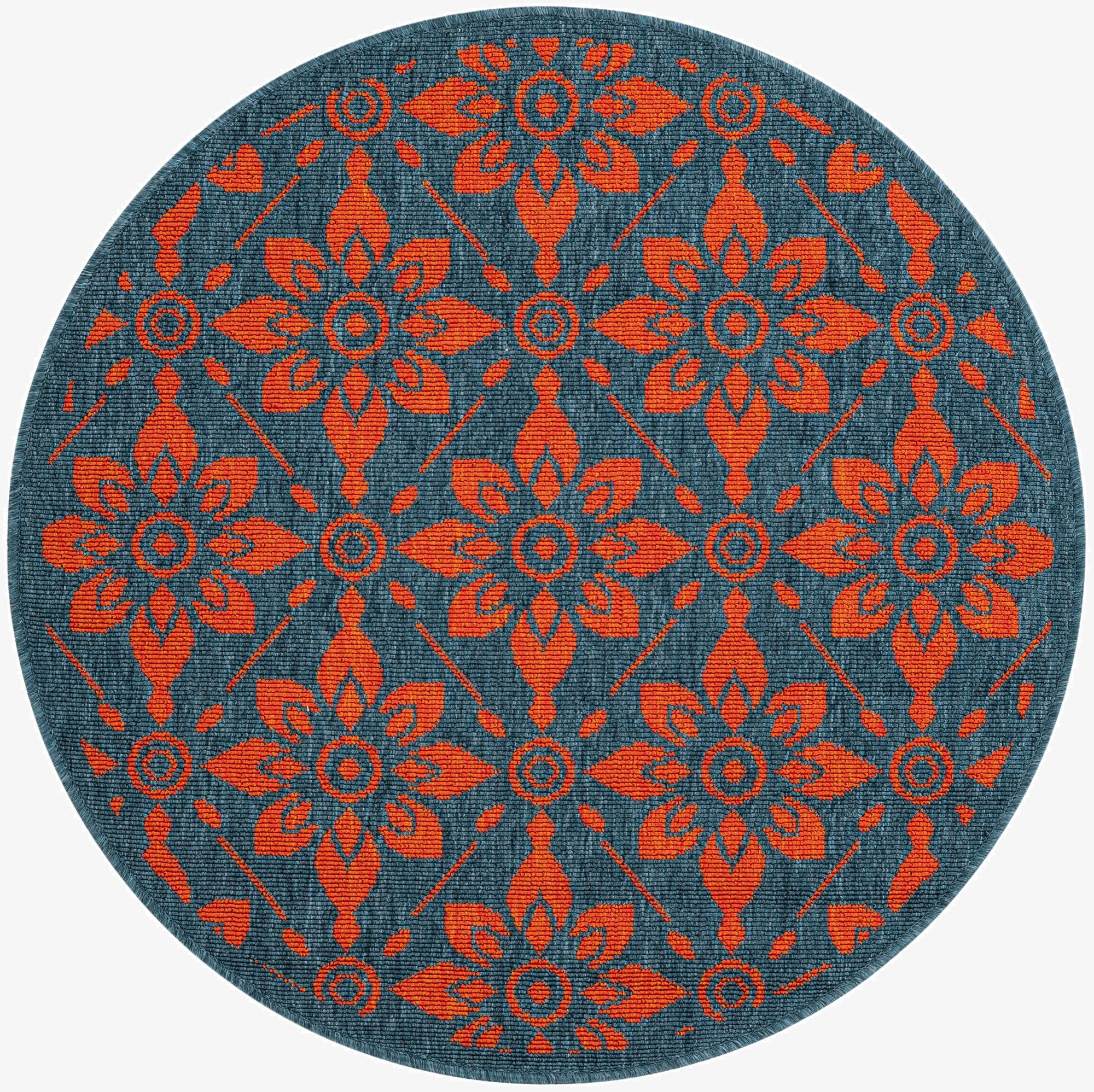 3' x 3'  Washable Trellis Indoor / Outdoor Round Rug
