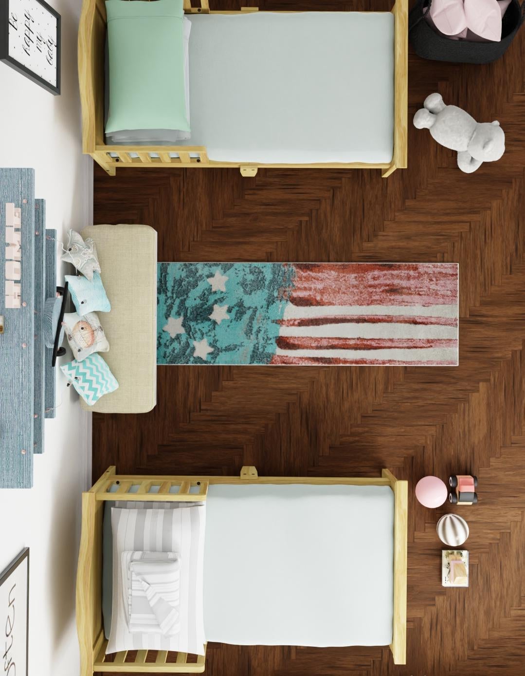 2' 2 x 6' 1 American Flag Whimsy Kids Runner Rug