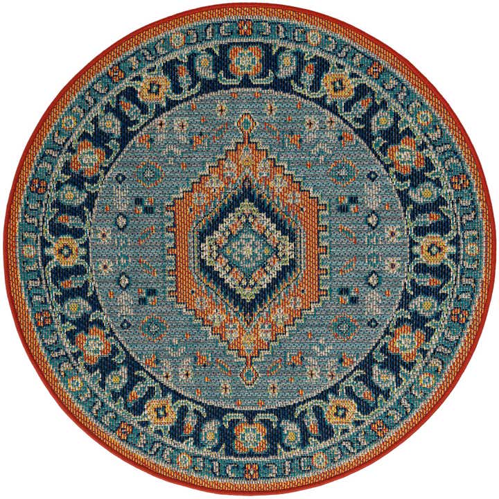 4' x 4' Easy-Clean Baja Indoor / Outdoor Round Rug