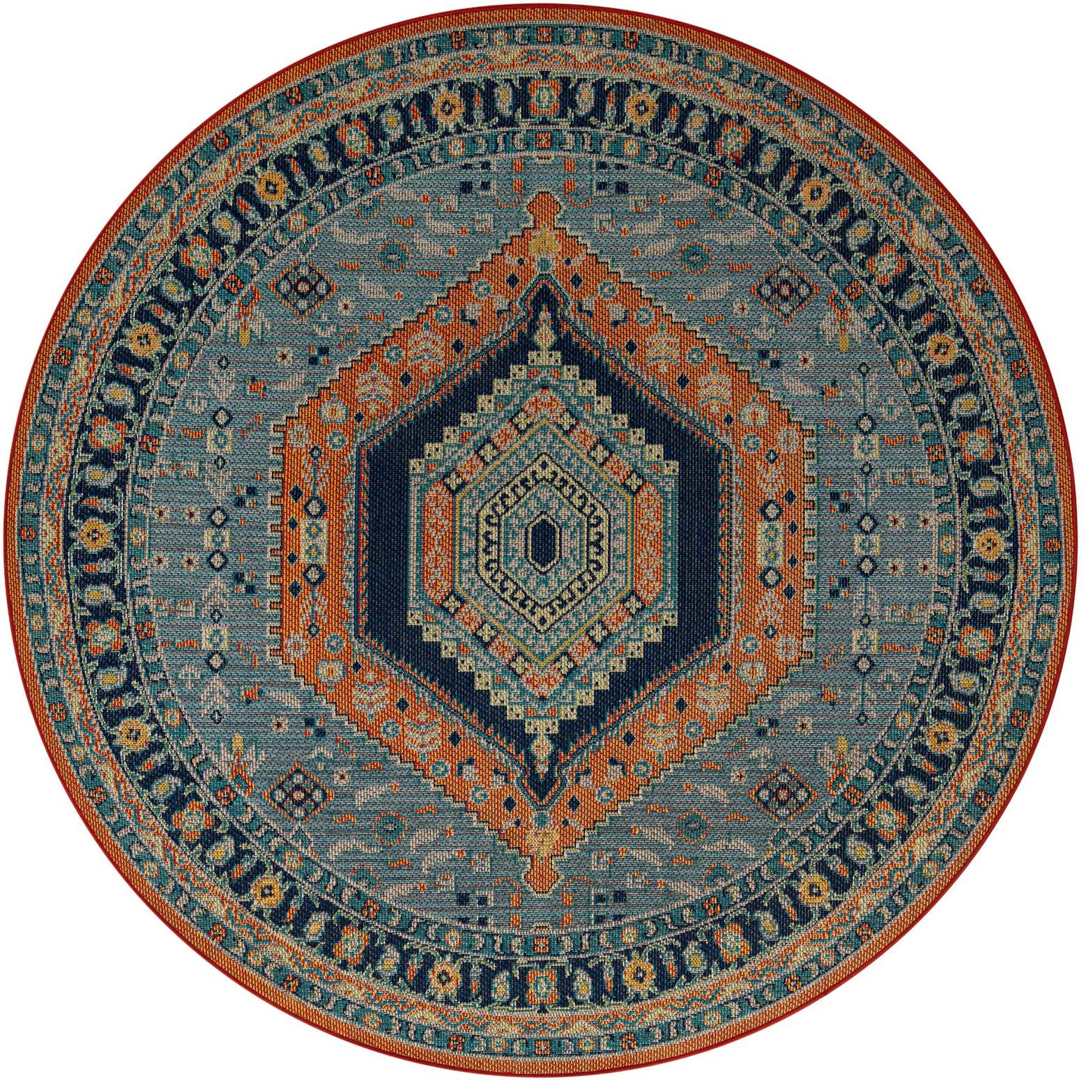 7' 10 x 7' 10 Easy-Clean Baja Indoor / Outdoor Round Rug