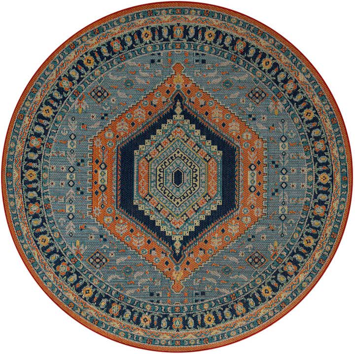 7' 10 x 7' 10 Easy-Clean Baja Indoor / Outdoor Round Rug