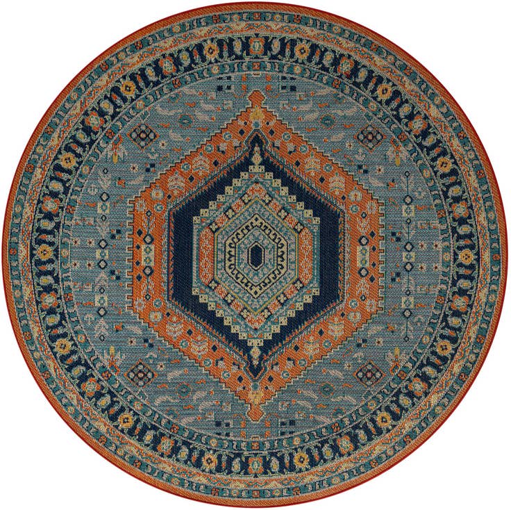 Detail image of 7' 10 x 7' 10 Easy-Clean Baja Indoor / Outdoor Round Rug