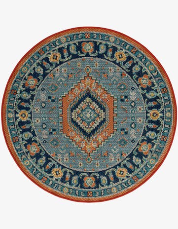 4' x 4' Easy-Clean Baja Indoor / Outdoor Round Rug