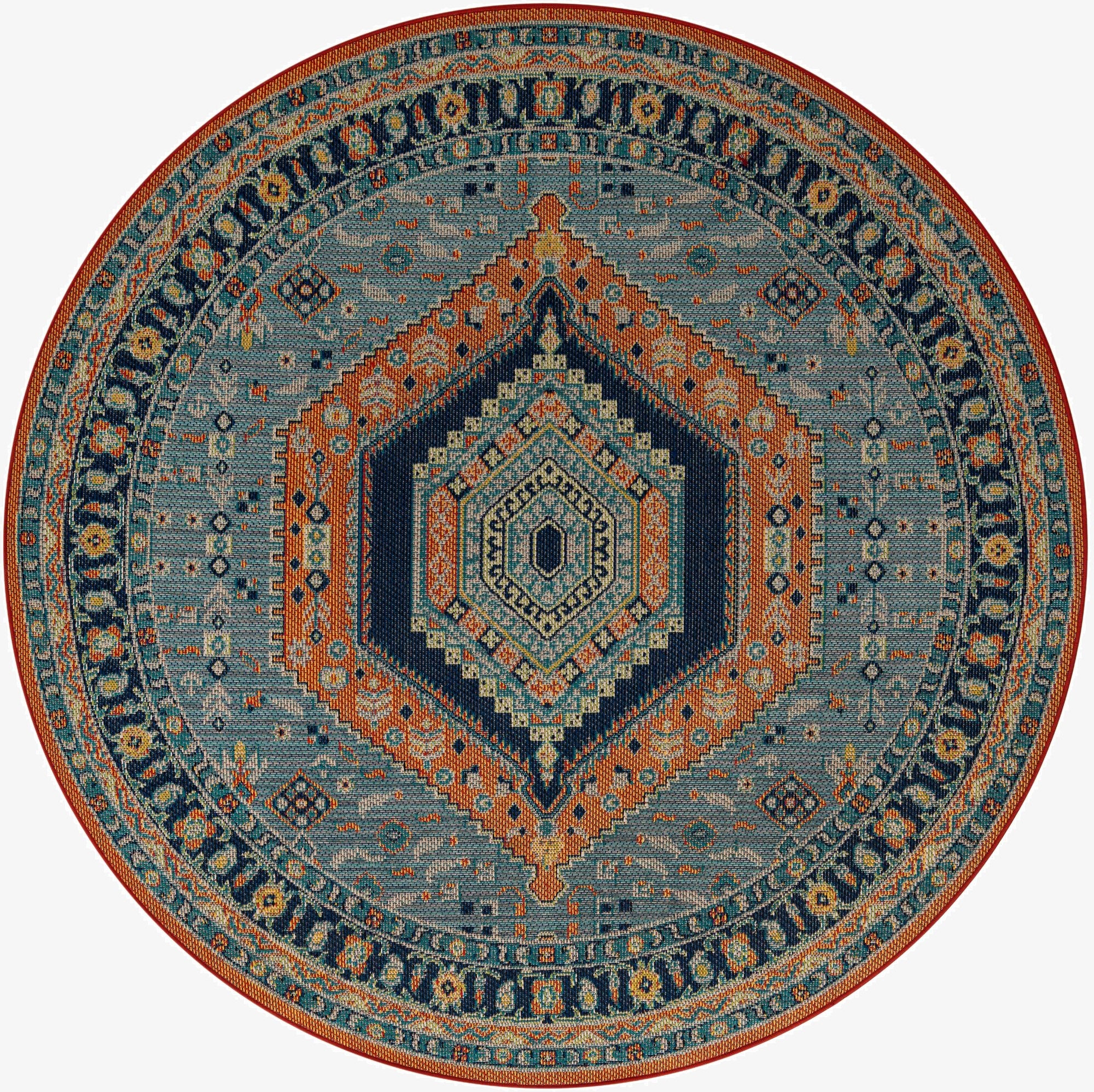 7' 10 x 7' 10  Washable Baja Indoor / Outdoor Round Rug