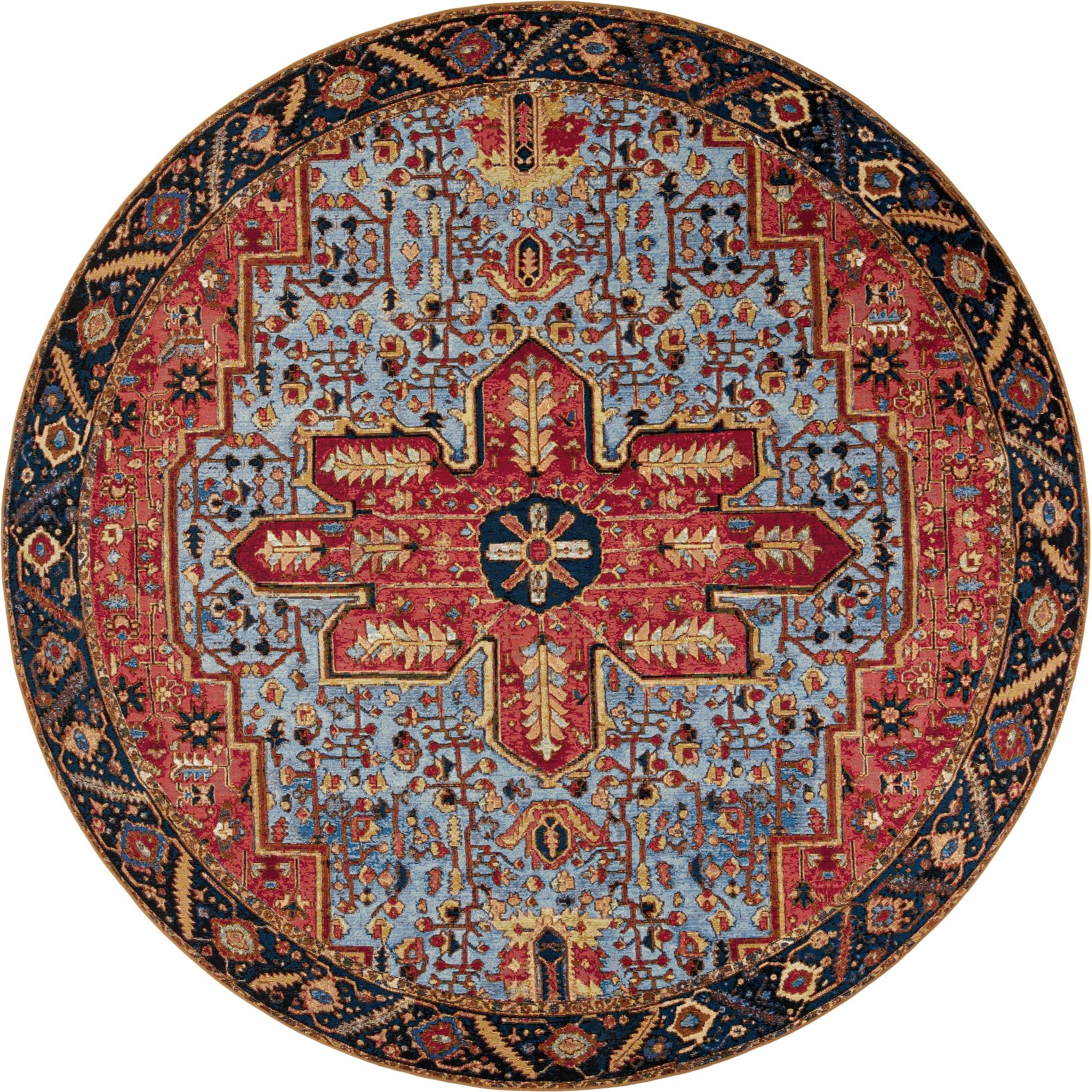 10' x 10' Easy-Clean Traditional Indoor / Outdoor Round Rug