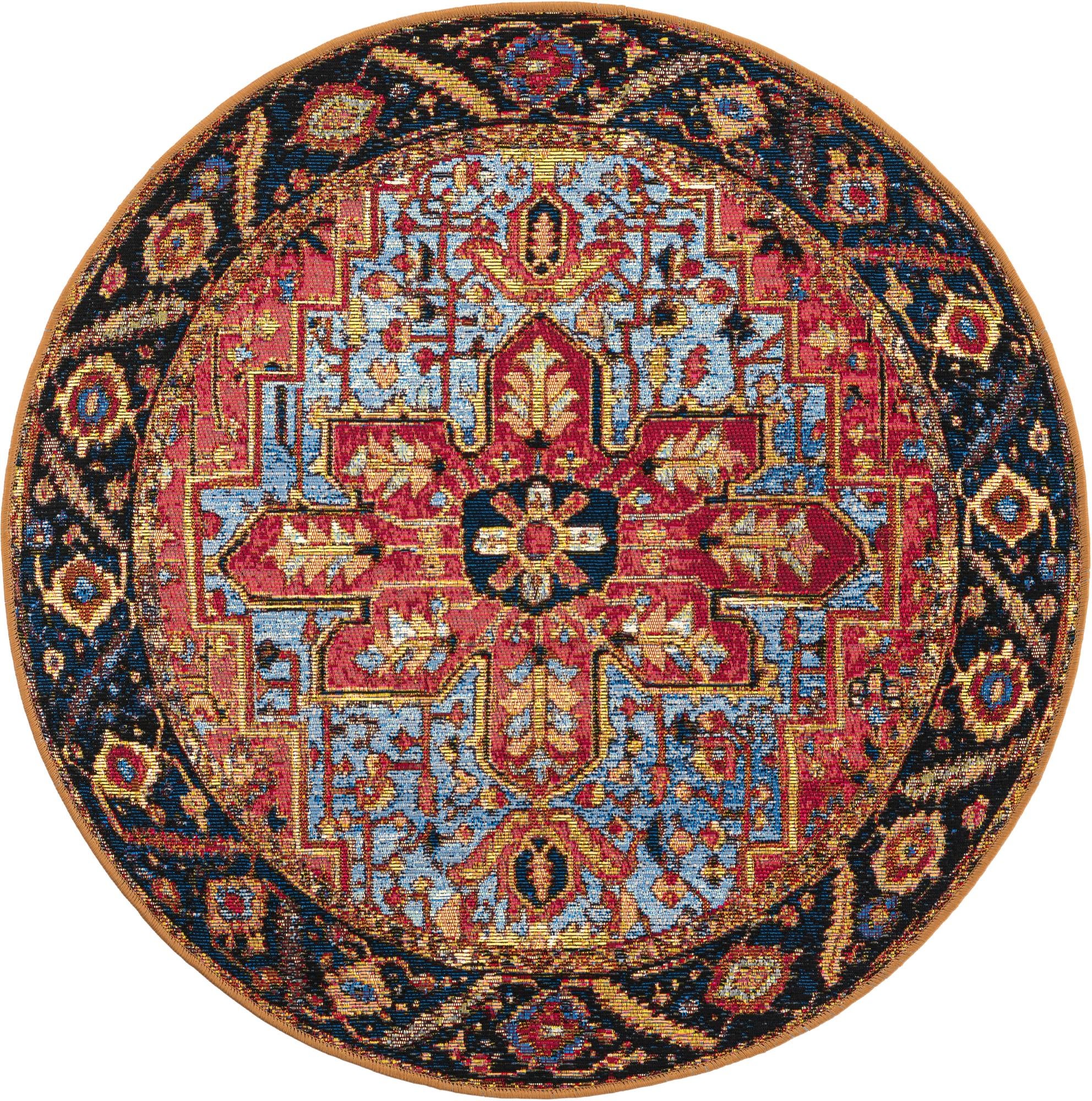 3' x 3' Easy-Clean Traditional Indoor / Outdoor Round Rug