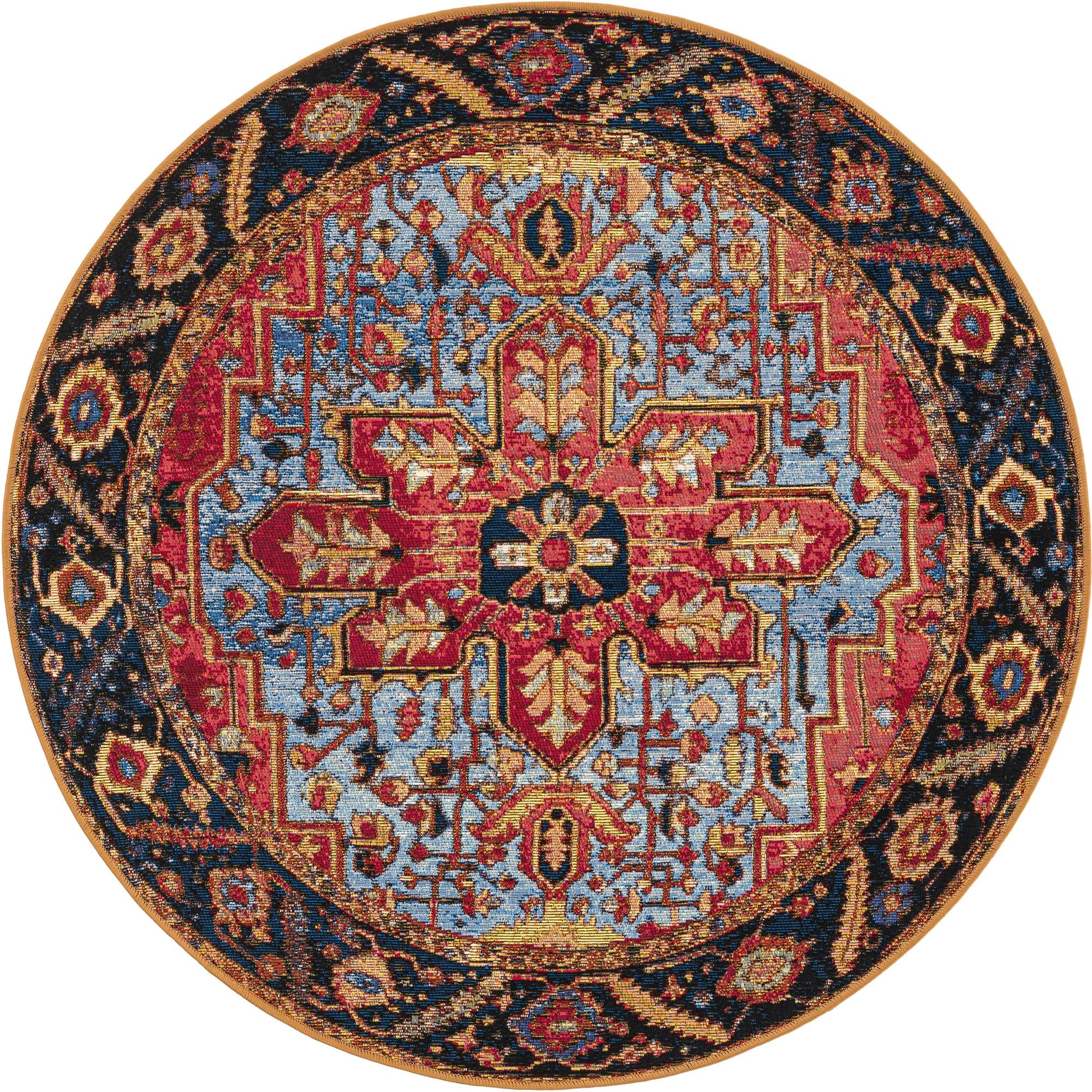 4' x 4' Easy-Clean Traditional Indoor / Outdoor Round Rug