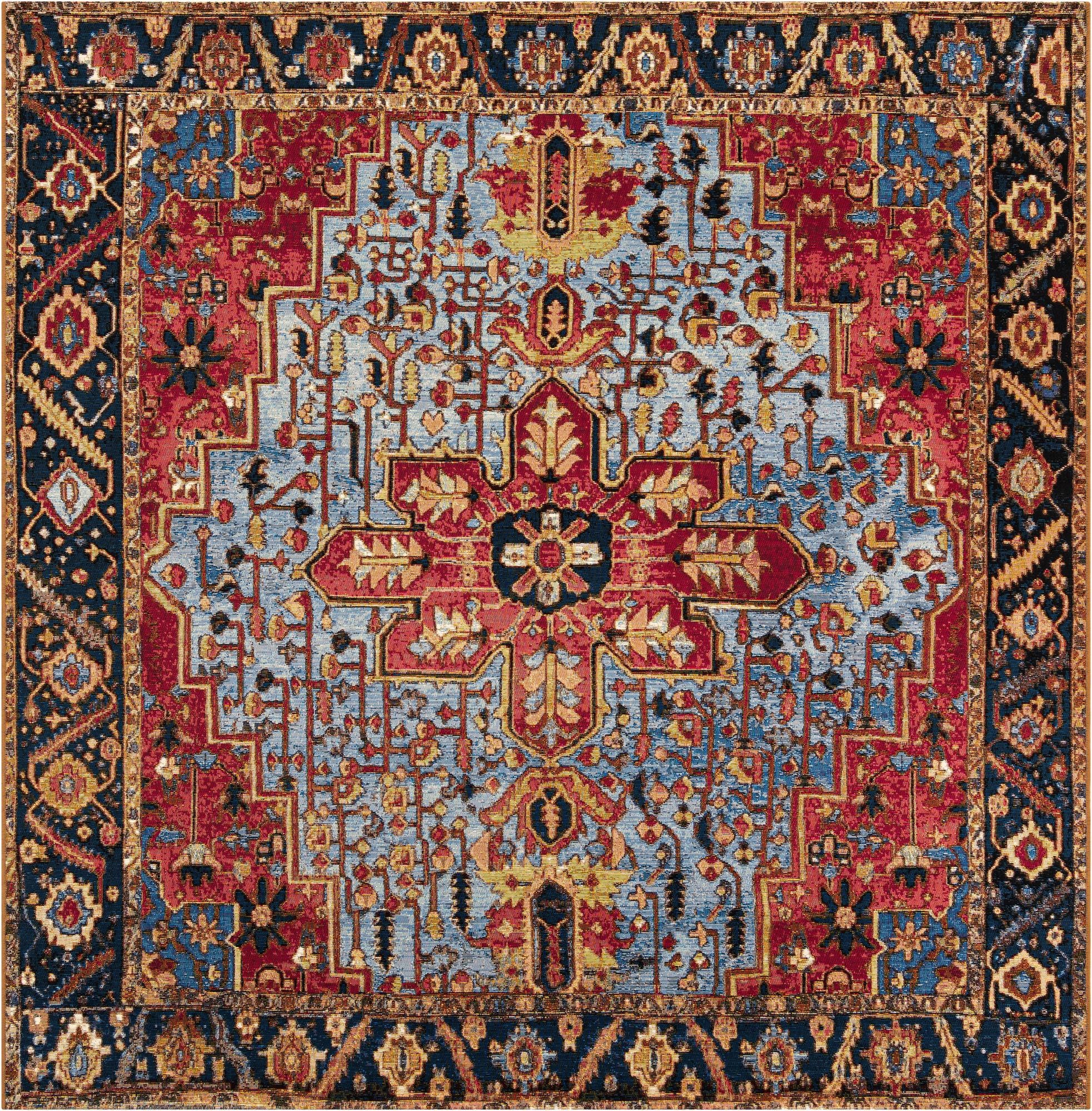 7' 10 x 7' 10 Easy-Clean Traditional Indoor / Outdoor Square Rug