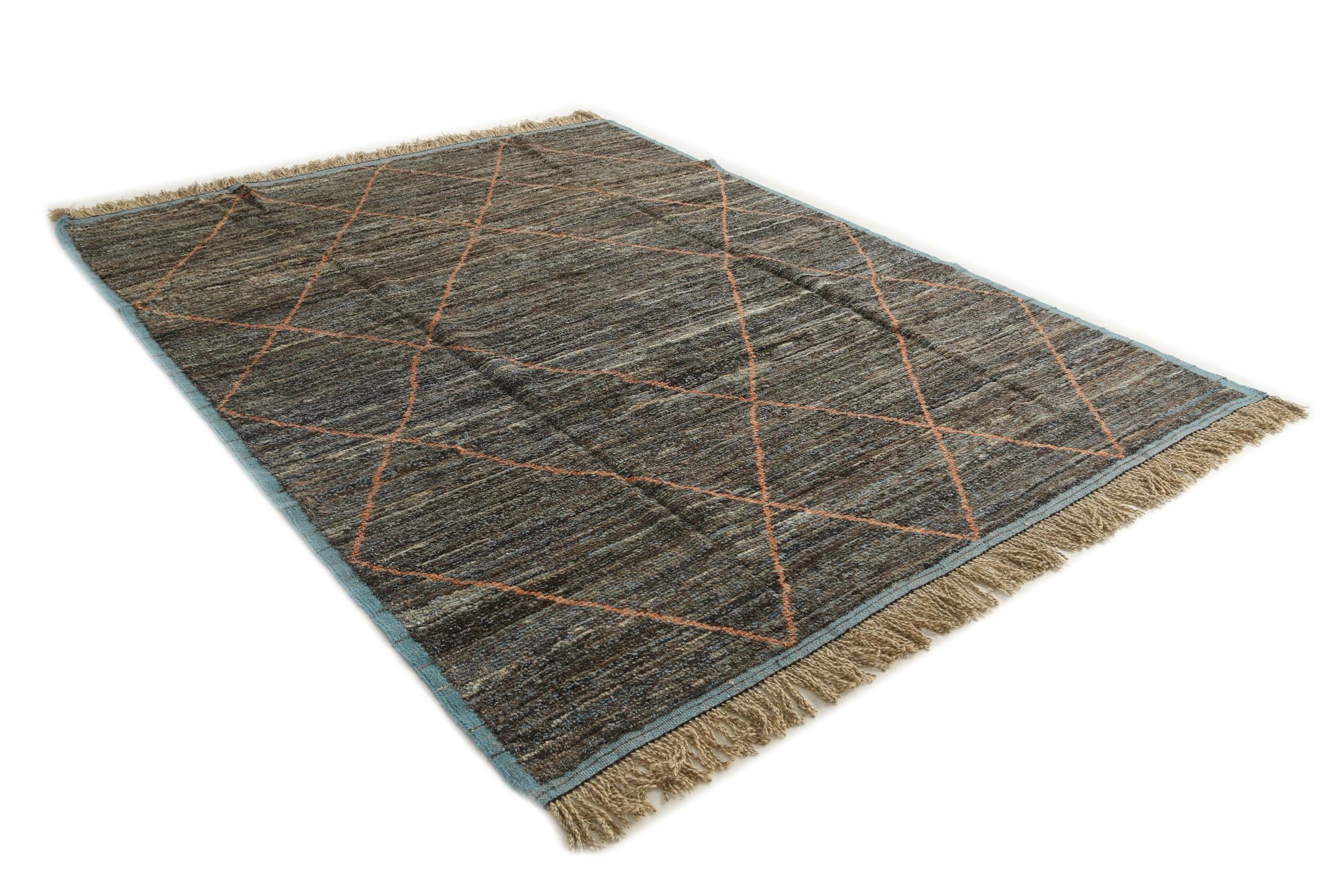 8' x 10' 4 Hand Knotted Moroccan Wool Rug