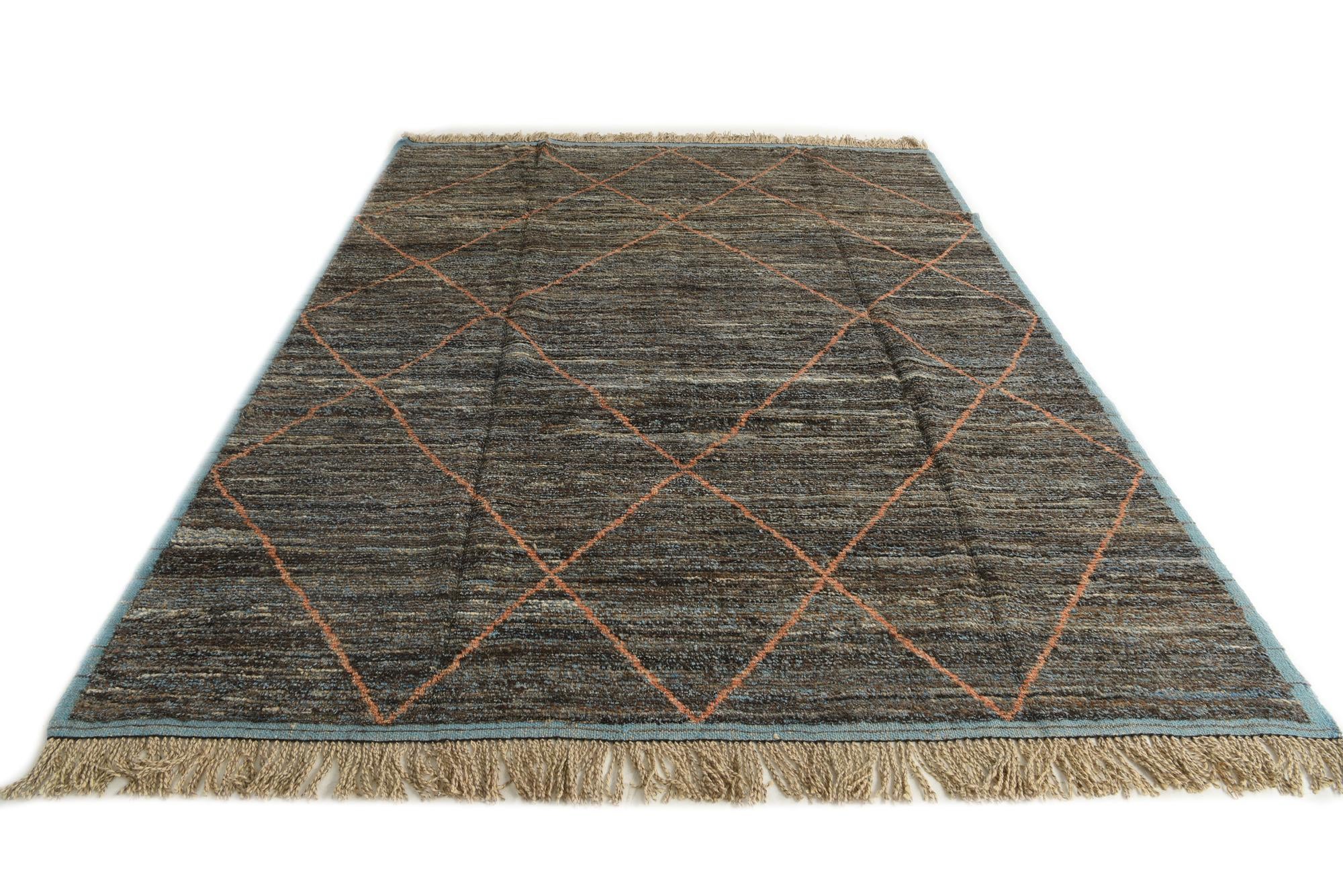 8' x 10' 4 Hand Knotted Moroccan Wool Rug