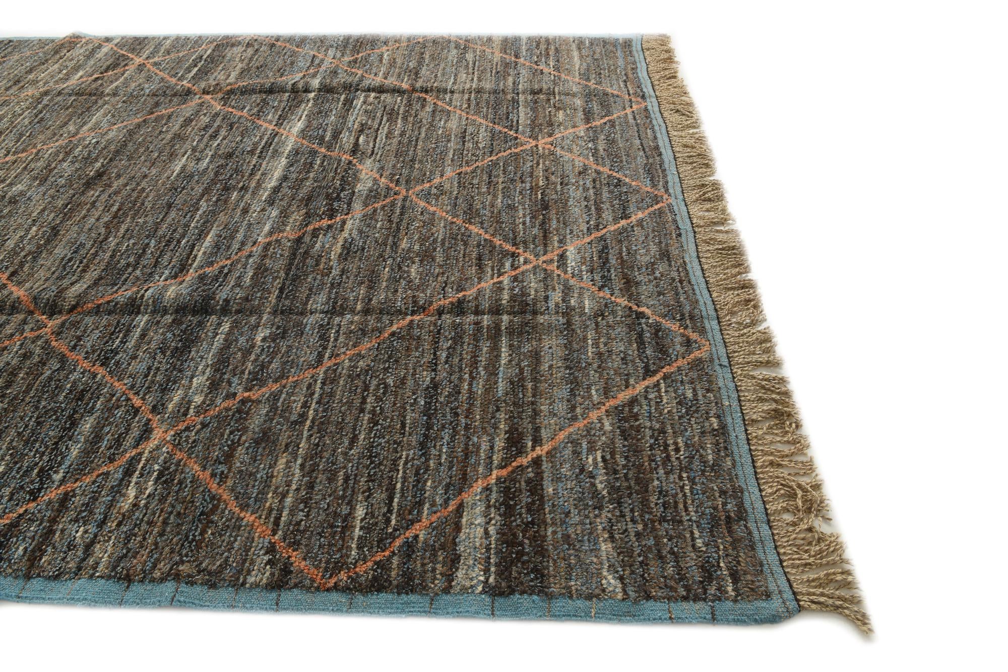 8' x 10' 4 Hand Knotted Moroccan Wool Rug