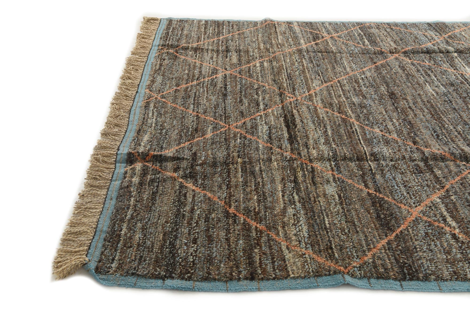 8' x 10' 4 Hand Knotted Moroccan Wool Rug