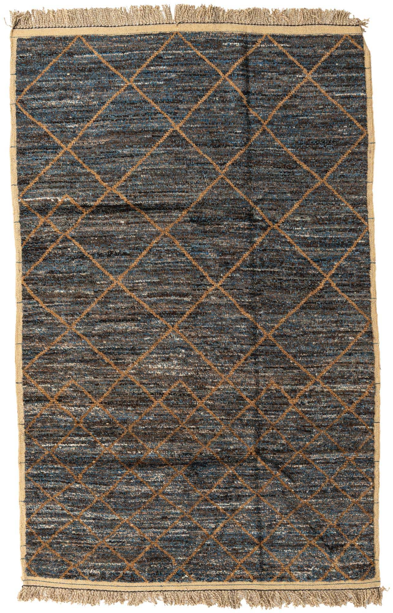 6' x 9' 4 Hand Knotted Moroccan Wool Rug