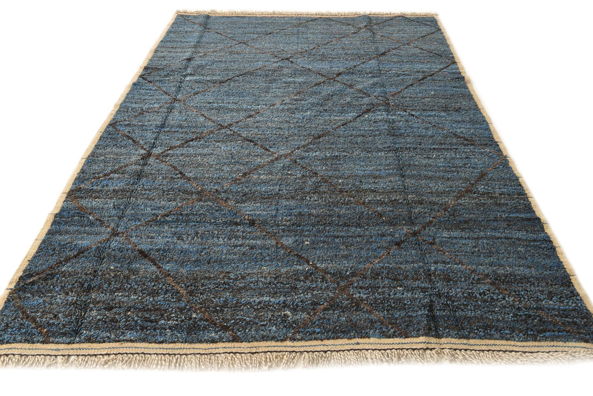6' 4 x 9' 3 Hand Knotted Moroccan Wool Rug