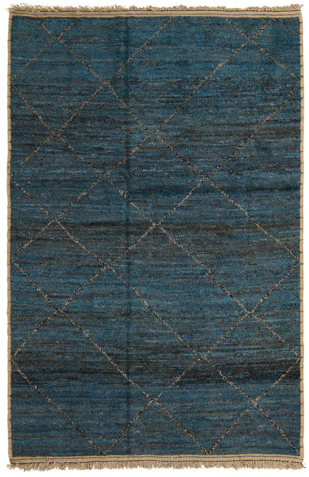 Detail image of 6' 4 x 9' 6 Hand Knotted Moroccan Wool Rug