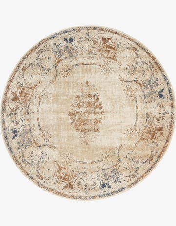 Blue Cream Villa Round Rug