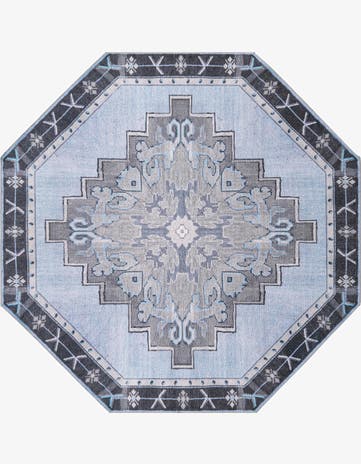 Blue Gray Timeless Octagon Rug