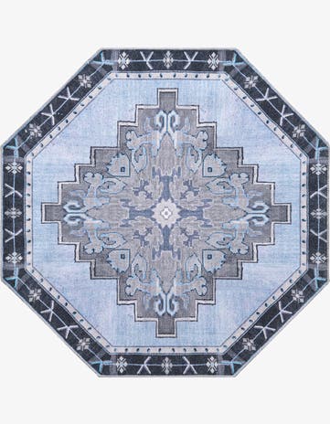 Blue Gray Timeless Octagon Rug