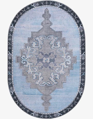 Blue Gray Timeless Oval Rug
