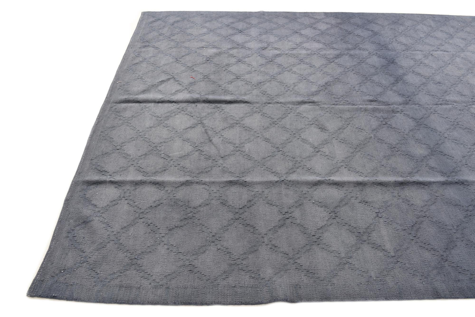 6' 9 x 9' 7 Hand Woven Kilim Modern Wool Rug