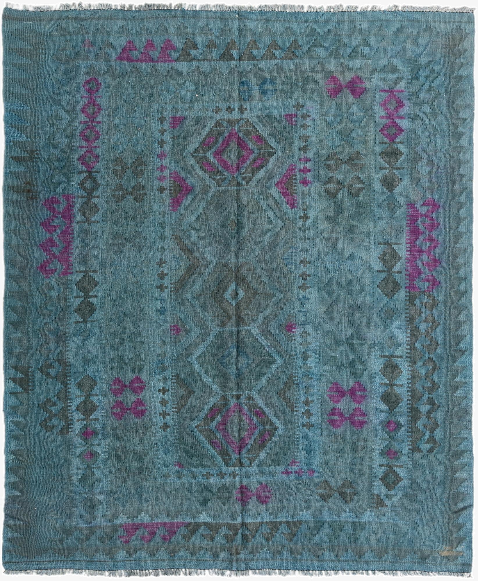 5' 2 x 7'  Hand Woven Kilim Modern Wool Rug