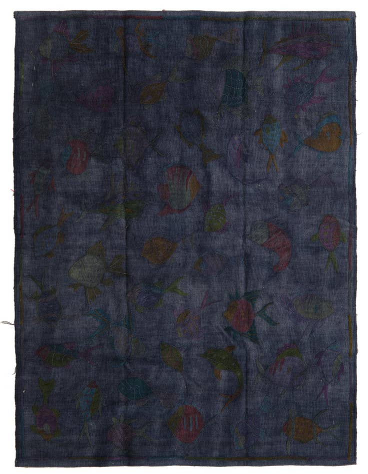 Detail image of 4' 3 x 5' 7 Hand Woven Kilim Suzani Wool Rug