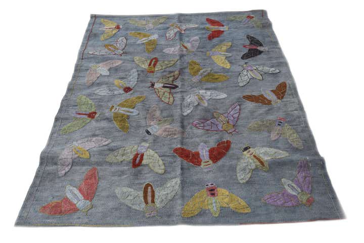 4' x 5' 3 Hand Woven Kilim Suzani Wool Rug