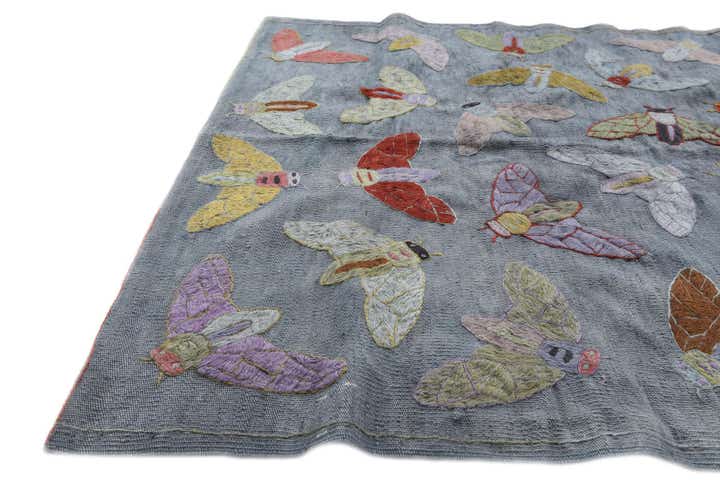 4' x 5' 3 Hand Woven Kilim Suzani Wool Rug