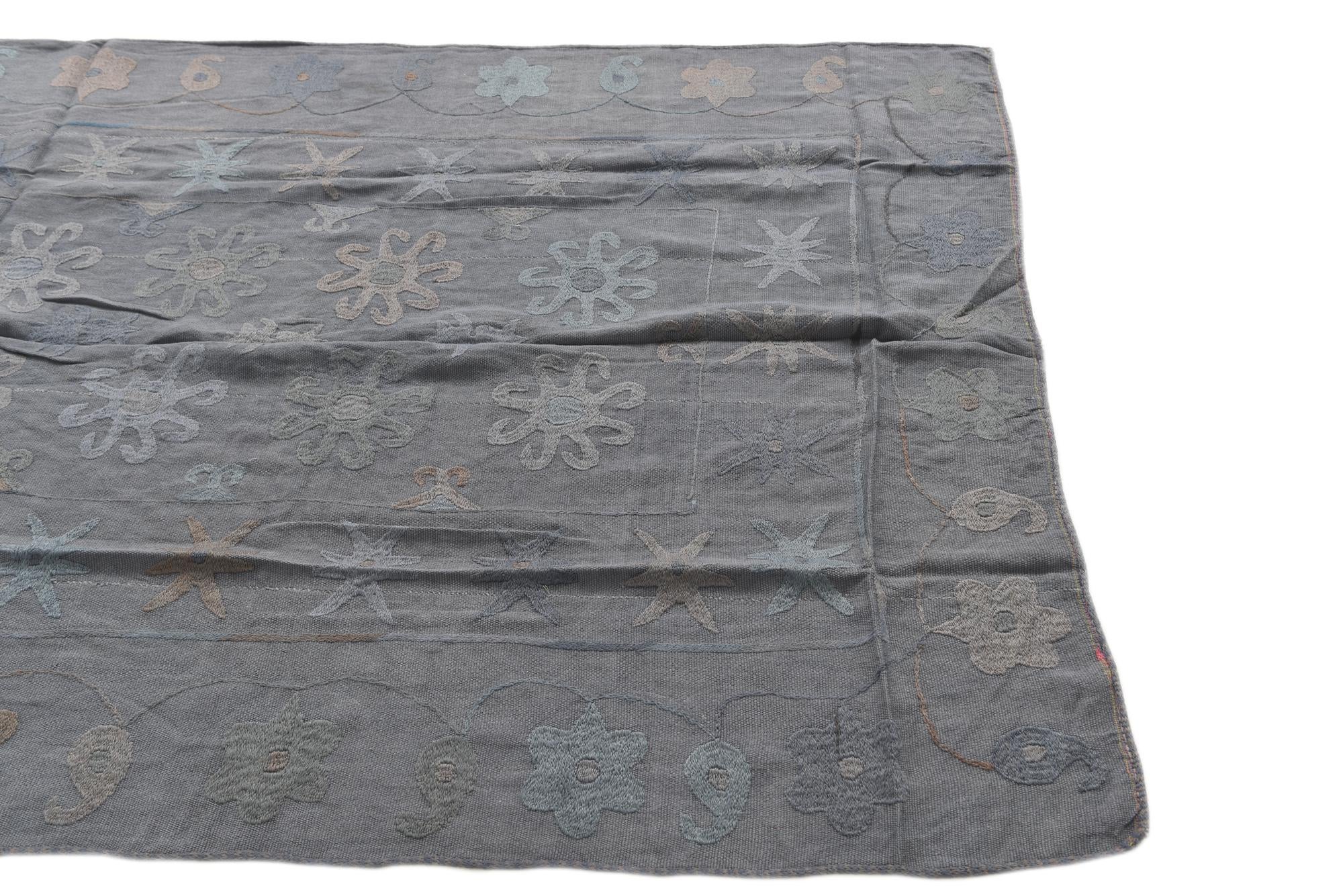 4' 10 x 6' 5 Hand Woven Kilim Suzani Wool Rug