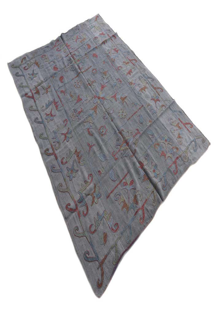 5' 7 x 7' 4 Hand Woven Kilim Suzani Wool Rug