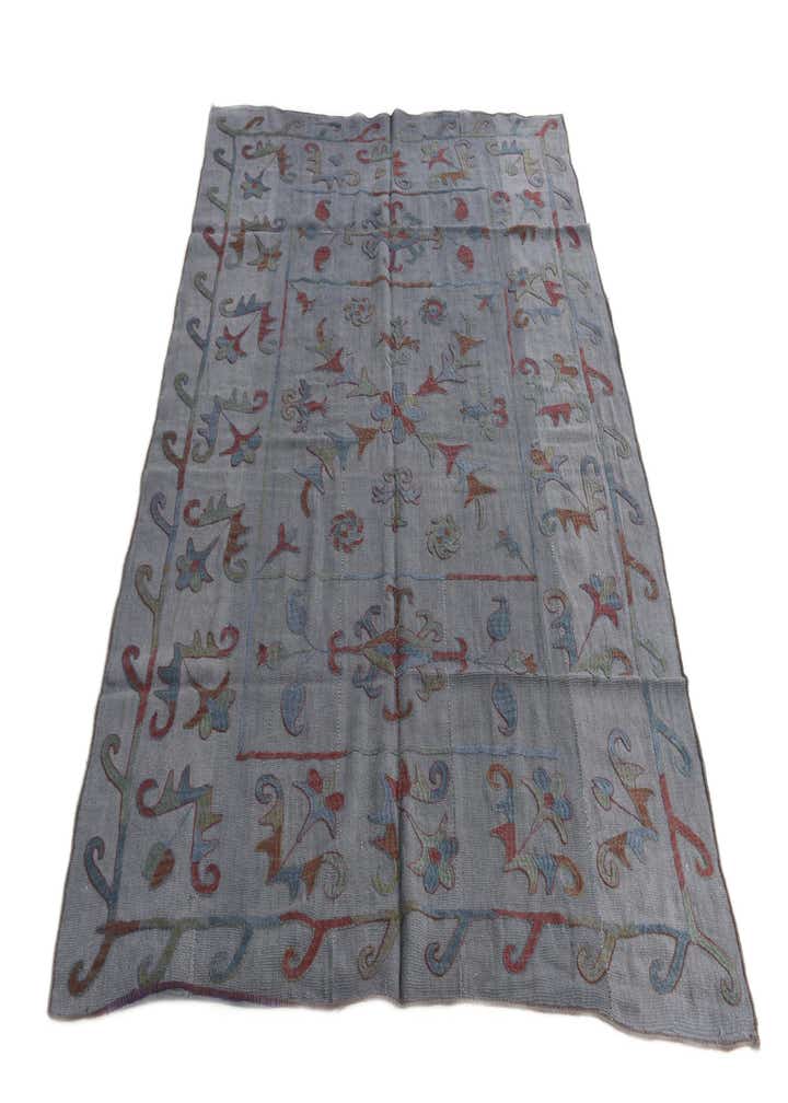 5' 7 x 7' 4 Hand Woven Kilim Suzani Wool Rug