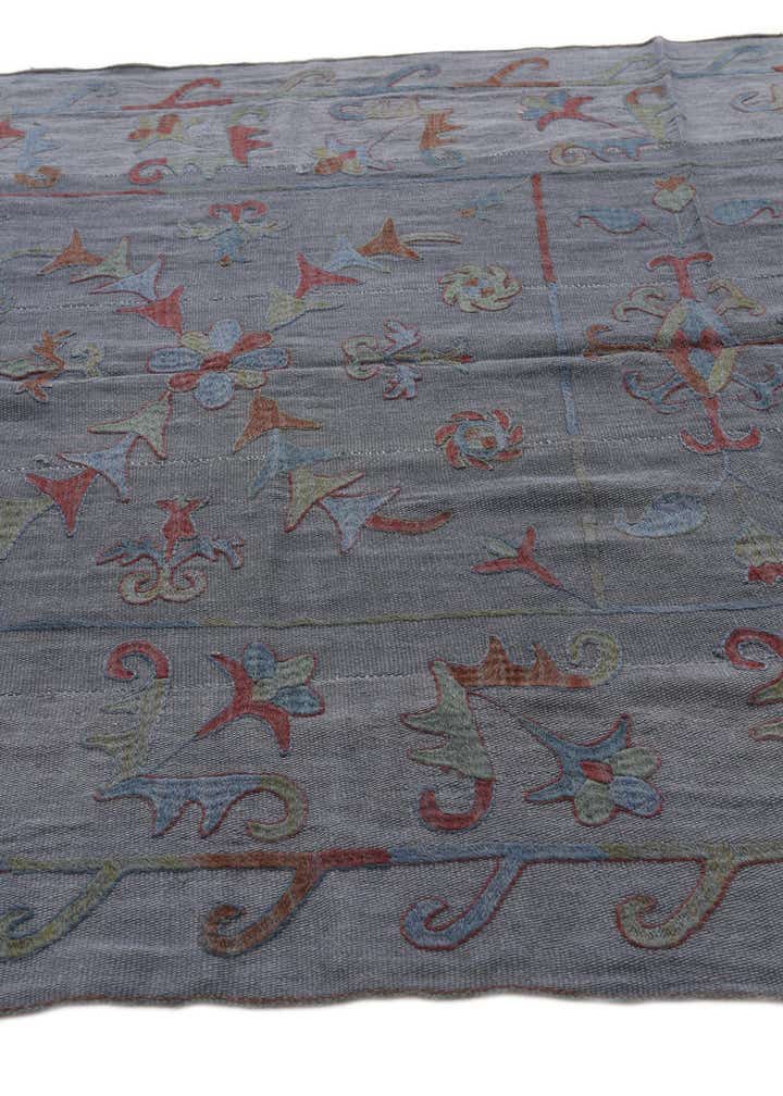 5' 7 x 7' 4 Hand Woven Kilim Suzani Wool Rug