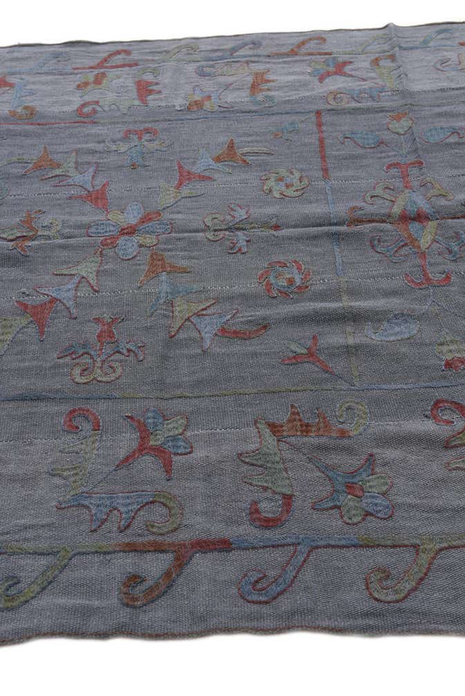 5' 7 x 7' 4 Hand Woven Kilim Suzani Wool Rug