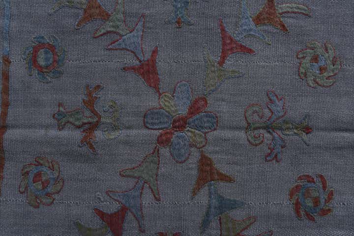 5' 7 x 7' 4 Hand Woven Kilim Suzani Wool Rug