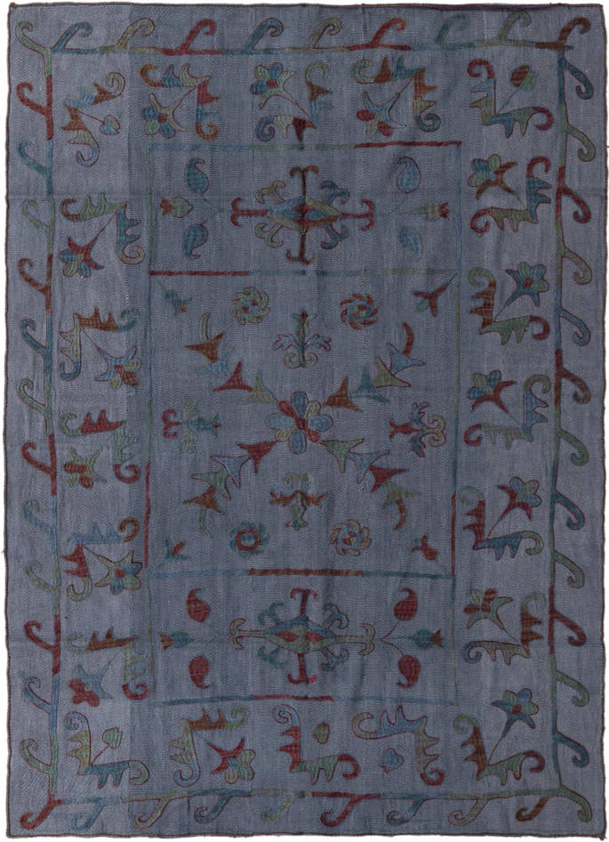 Detail image of 5' 7 x 7' 4 Hand Woven Kilim Suzani Wool Rug