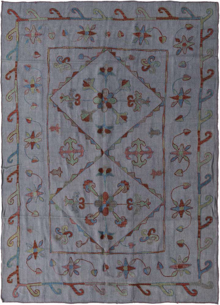 5' 8 x 7' 10 Hand Woven Kilim Suzani Wool Rug
