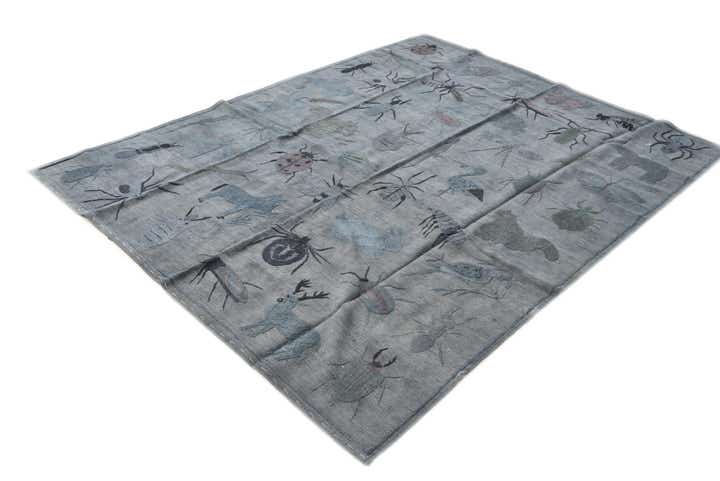 5' 9 x 7' 5 Hand Woven Kilim Suzani Wool Rug