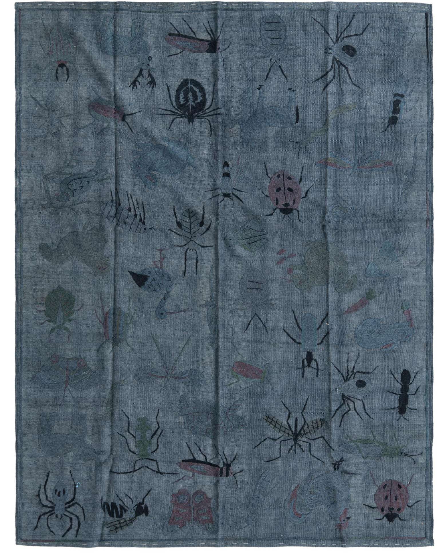5' 9 x 7' 5 Hand Woven Kilim Suzani Wool Rug
