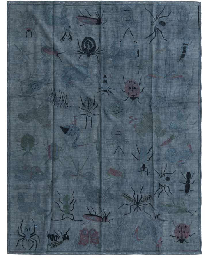 5' 9 x 7' 5 Hand Woven Kilim Suzani Wool Rug
