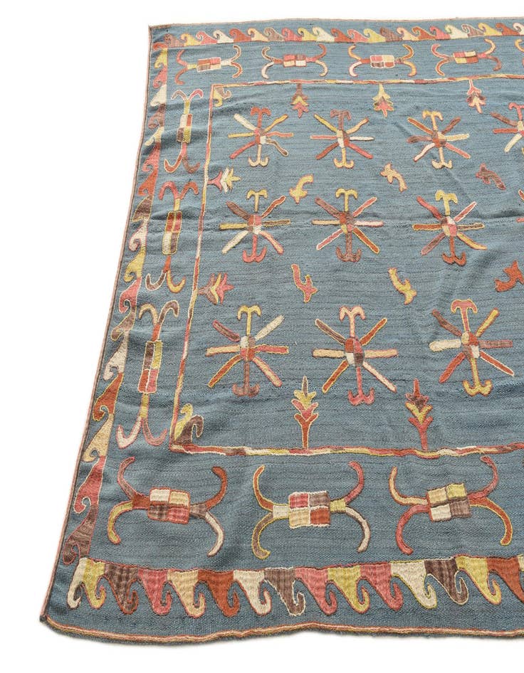 Detail image of 6' x 7' 6  Hand Woven Kilim Suzani Wool Rug