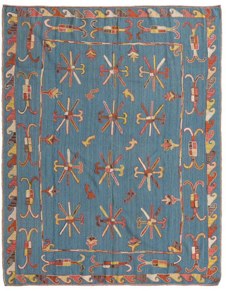 Detail image of 6' x 7' 6 Hand Woven Kilim Suzani Wool Rug