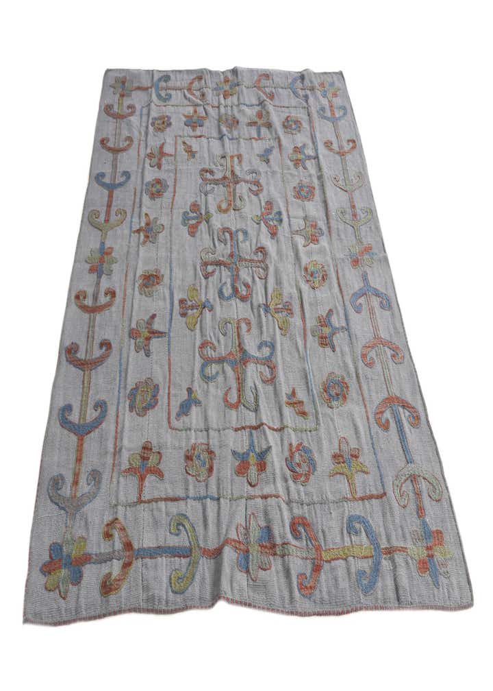 4' 9 x 6' 7 Hand Woven Kilim Suzani Wool Rug