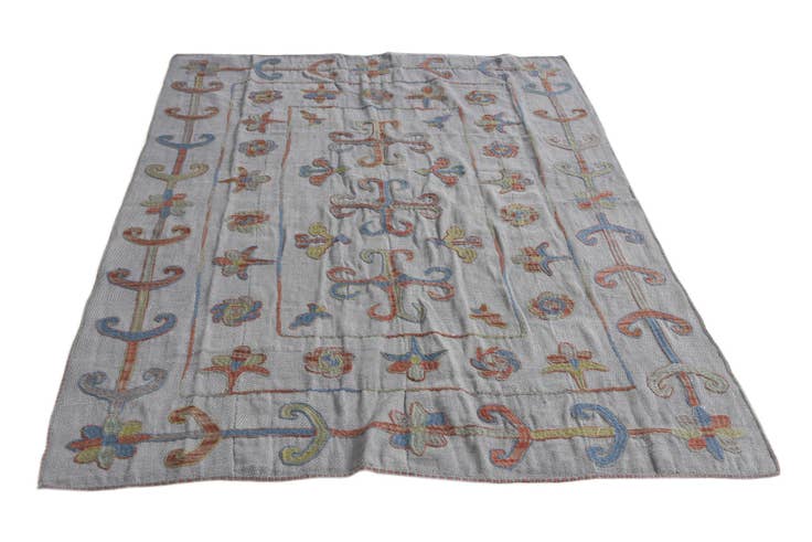 Detail image of 4' 9 x 6' 7 Hand Woven Kilim Suzani Wool Rug